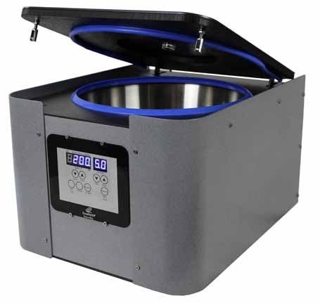 Benchtop centrifuge with lid open